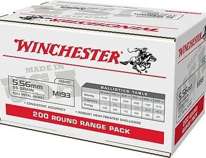 Winchester 5.56mm 55 Grain FMJ Box of 200 – WM193200Y