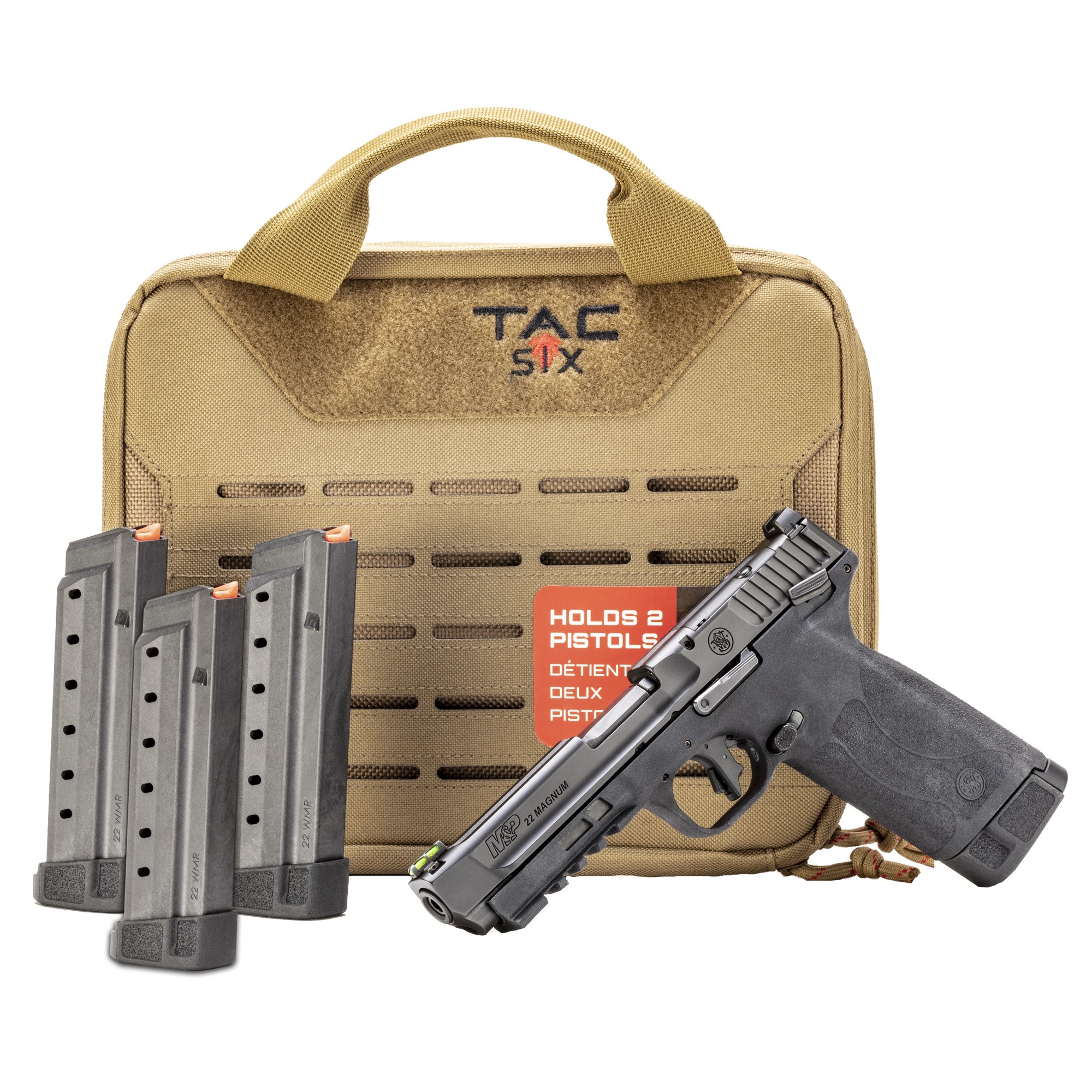 Smith & Wesson M&P 22WMR Range Kit 4.35″ Barrel FDE Case 4 30 Round Mags BLK – 14347