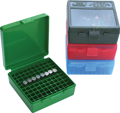 MTM P-100 Fliptop Box .380 & 9mm Luger Clear Red – P-100-9-29