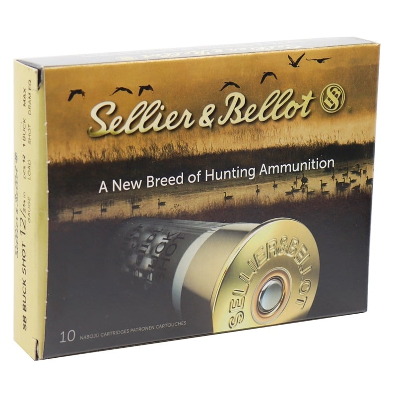 Sellier and Bellot 12 gauge 2 3/4” 1 1/8 oz. #1 Buckshot 10 rd box FREE SHIPPING NO SALES TAX OUTSIDE OF PA (250 rd case)