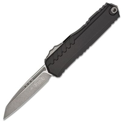 Microtech Cypher II 2023 Auto OTF 4″ Apocalyptic Stonewash Standard Wharncliffe Blade – Black