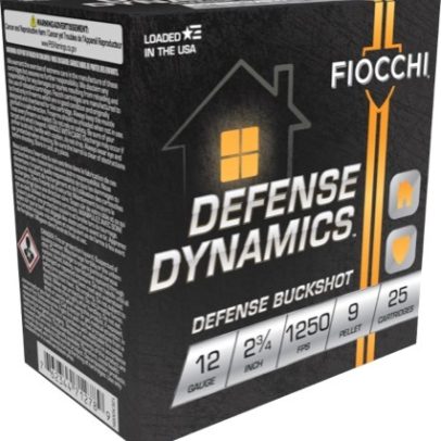 Fiocchi Defense Dynamics 12 gauge 2 3/4” 9 Pellet Lead #1 Buckshot 1250 FPS 25 rd box FREE SHIPPING NO SALES TAX OUTSIDE OF PA (250 rd case)