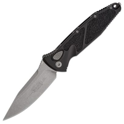 Microtech Socom Elite Auto Folding 4.05″ Knife Apocalyptic Plain Clip Point Blade – Black