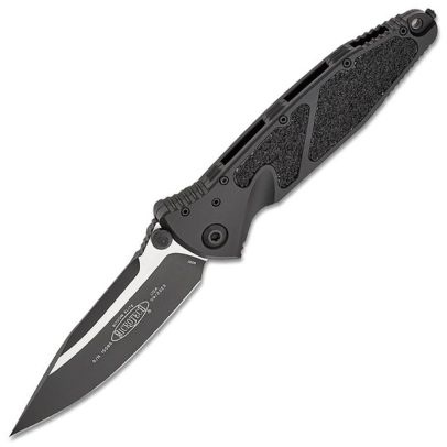 Microtech Socom Elite Tactical Manual Folding 4.05″ Knife Black Plain Clip Point Blade – Black
