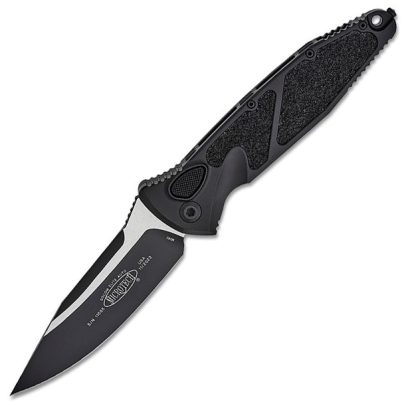 Microtech Socom Elite Tactical Auto Folding 4.05″ Knife Black Plain Clip Point Blade – Black