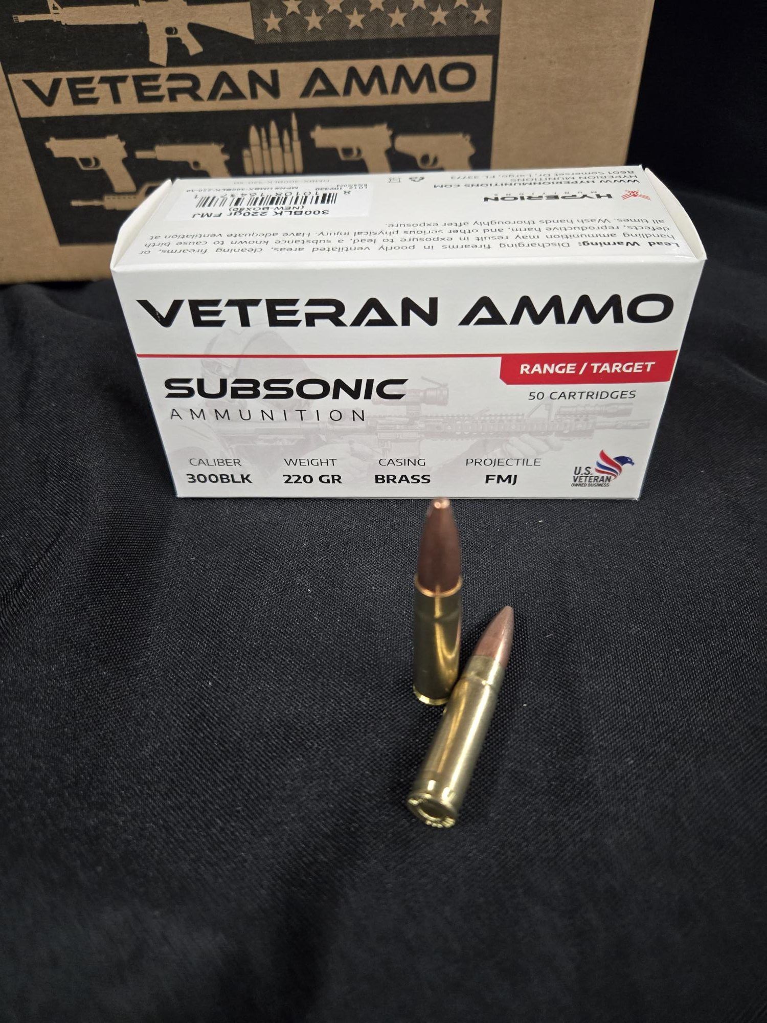 Hyperion Munitions Veteran Ammo .300 Blackout 220 grain FMJ SUBSONIC (50 rd box)