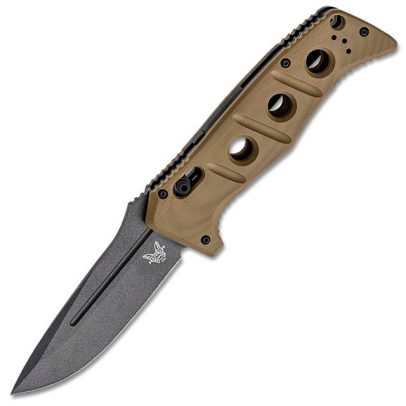 Benchmade 2750GY-3 Shane Sibert Auto Adamas Folding 3.78″ Knife CruWear Tungsten Grey Plain – Desert Tan G10