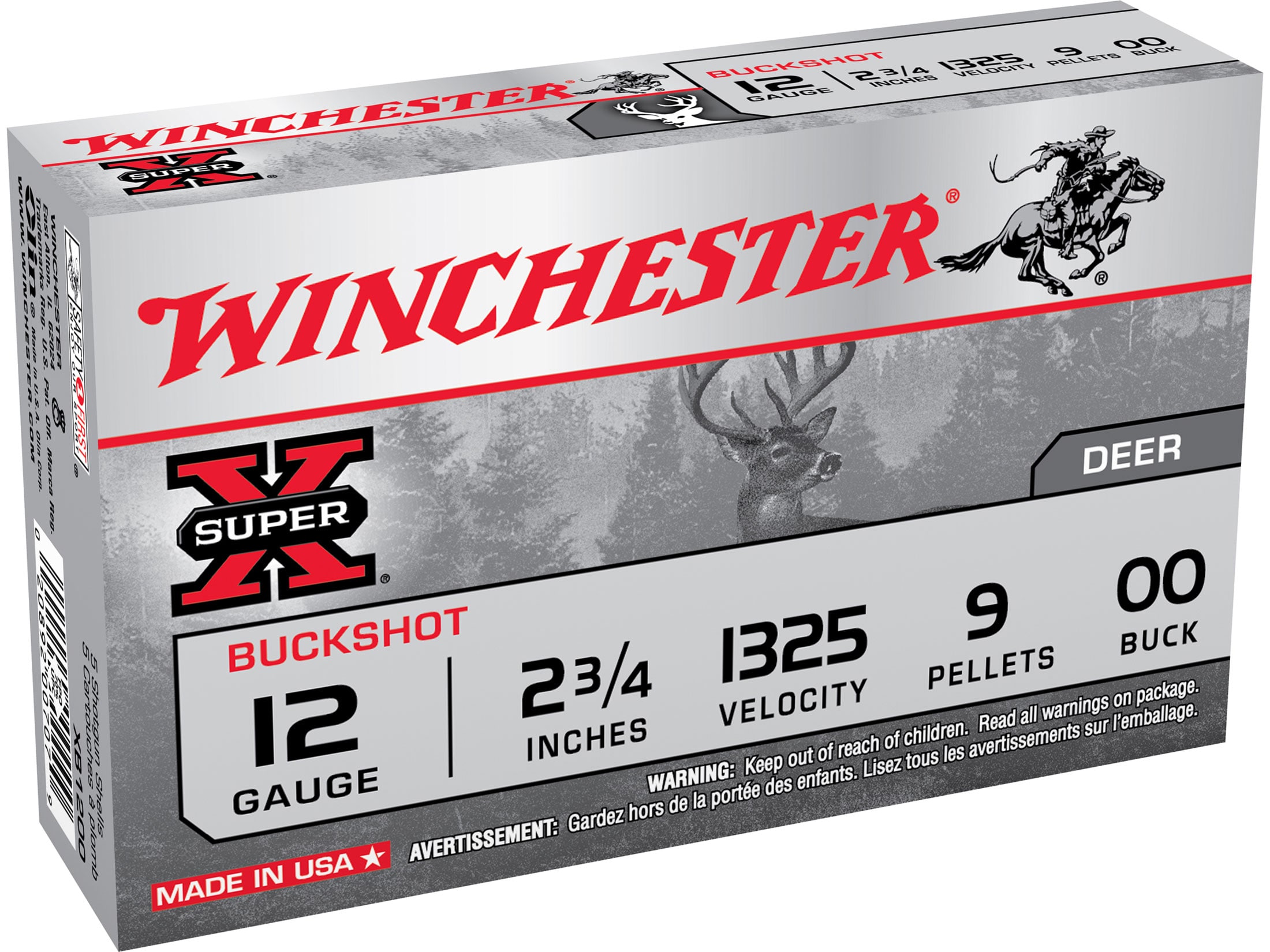 Winchester Super-X 12 Gauge 2-3/4″ 00-Buck – Box of 5