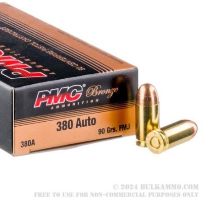 1000 Rounds of .380 ACP Ammo by PMC – 90gr FMJ