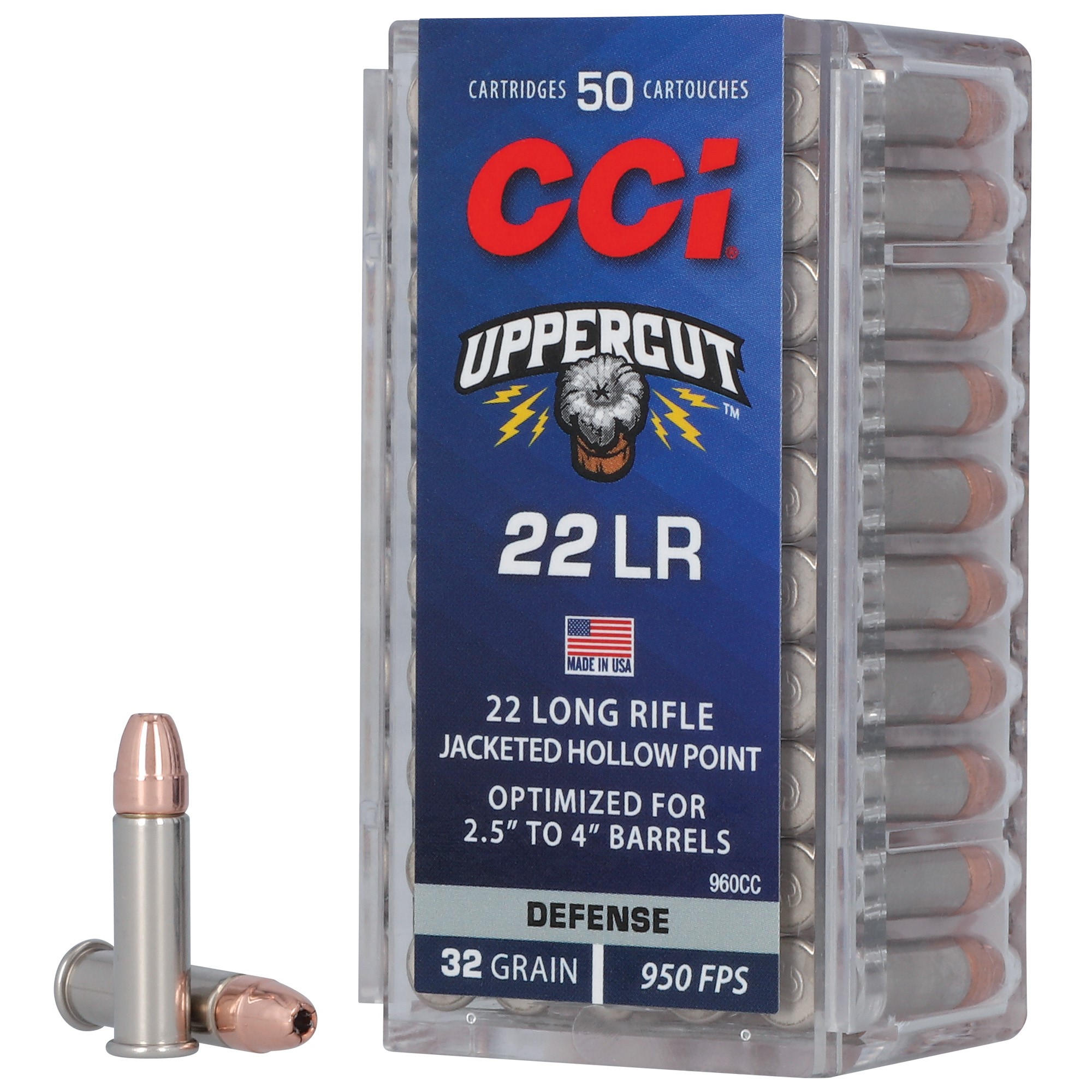 CCI Uppercut .22LR JHP Defense 32 Grain 950fps 50 Rounds – 960CC