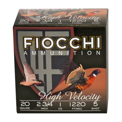 Fiocchi Field Dynamics High Velocity 20 Ga 2 3/4″ 1 Oz 5 Shot Box Of 25 – 20HV5
