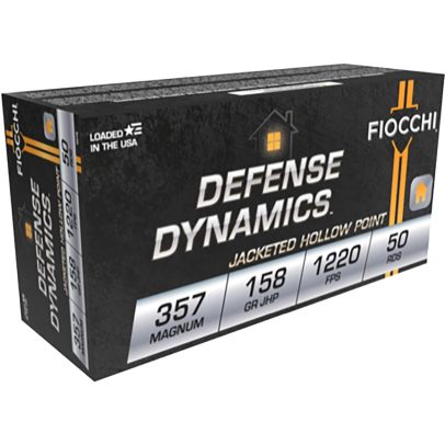 Fiocchi Defense Dynamics .357 Magnum 158 Grain Jacketed Hollow Point Box of 50 – 357B