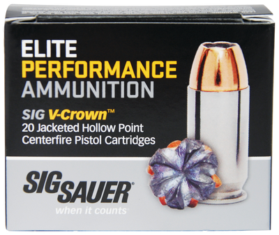 Sig Sauer Elite Performance V-Crown .45 Auto 200 Grain JHP Box of 20 – E45AP1