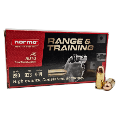 Norma Range and Training 45 auto 230 grain TMJ Total Metal Jacket (50 rd box)