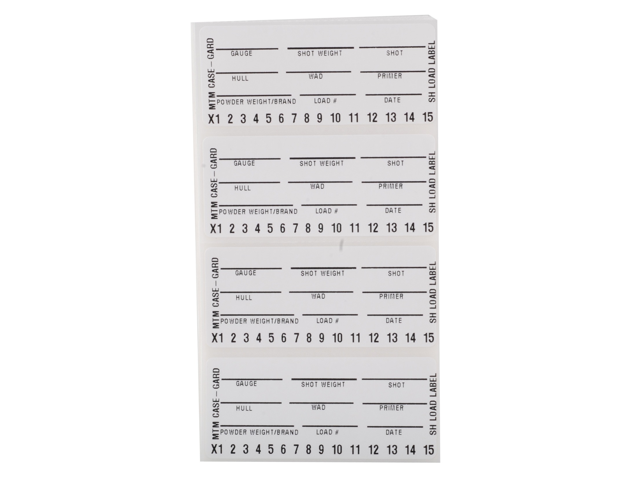 MTM Reloading labels for Shotgunners for easy load data 50 Pack