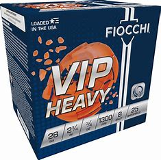 Fiocchi 28 gauge 2 3/4” 3/4 oz. 1300 FPS #8 Lead VIP Heavy 25 rd box FREE SHIPPING (250 rd case)