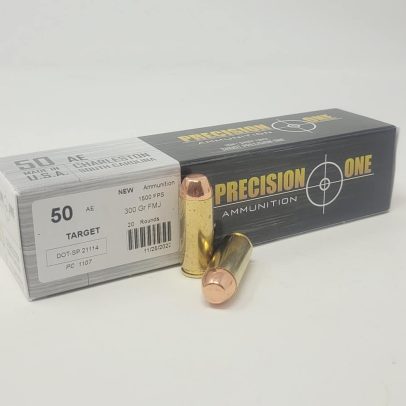 Precision One .50 AE 300 grain FMJ 20 rd box FREE SHIPPING NO SALES TAX OUTSIDE OF PA(300 rd case)