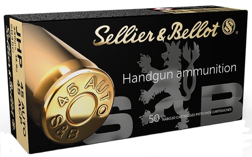 Sellier and Bellot .45 acp 230 grain JHP Jacketed Hollow Point 50 rd box FREE SHIPPING (1000 rd case)