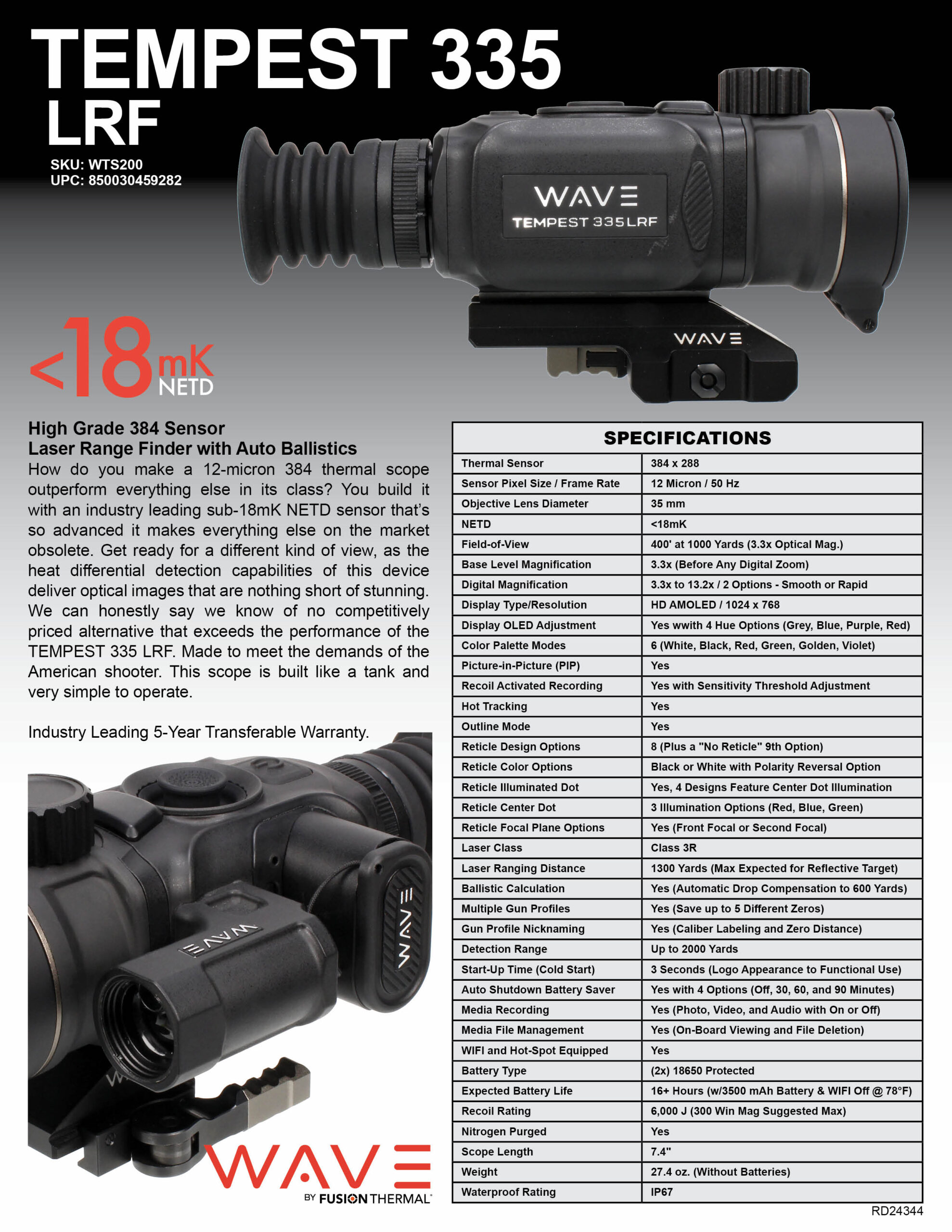 Fusion Thermal WAVE Tempest 335 LRF Thermal Scope - Image 2