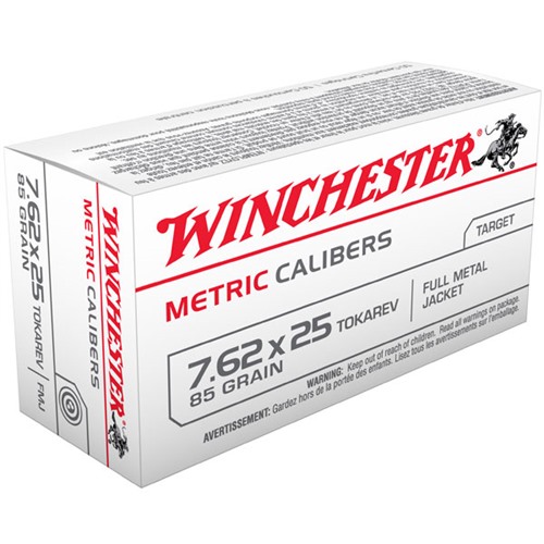 Winchester 7.62×25 Tokarev 85gr FMJ 50/bx