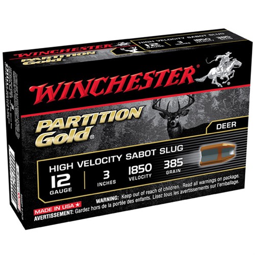 Winchester Partition Gold 12ga 3” 385gr Sabot Slug 5/bx