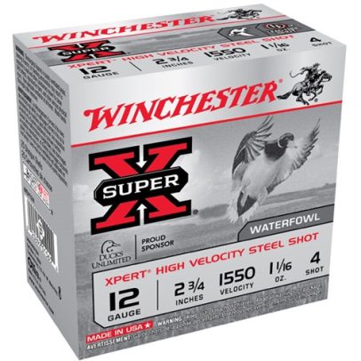WINCHESTER SUPER-X XPERT HV STEEL 12GAUGE 2.75′ 1-1/16OZ #4 25/BX