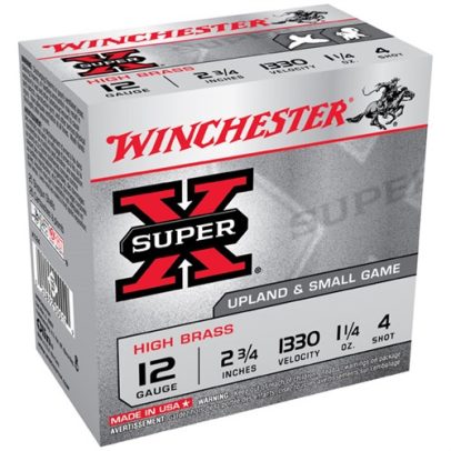 Winchester Super-X High Brass 12ga 2.75” 1-1/4 oz. #4 25/bx
