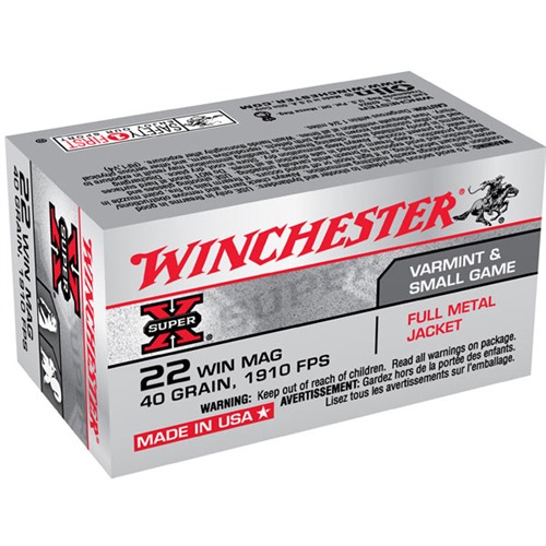 Winchester Ammo 22 Winchester Mag FMJ 40gr FMJ – 500rds