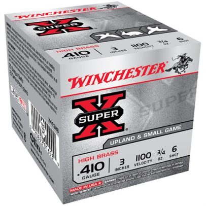 WINCHESTER SUPER-X HIGH BRASS 410GAUGE 3′ 3/4 OZ. #6 25/BX (25 RO