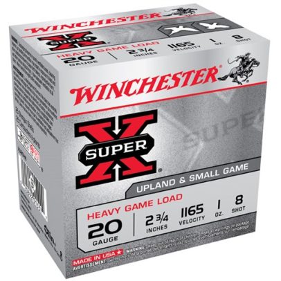Winchester Super-X Heavy Game Load 20ga 2.75” 1oz #8 25/bx