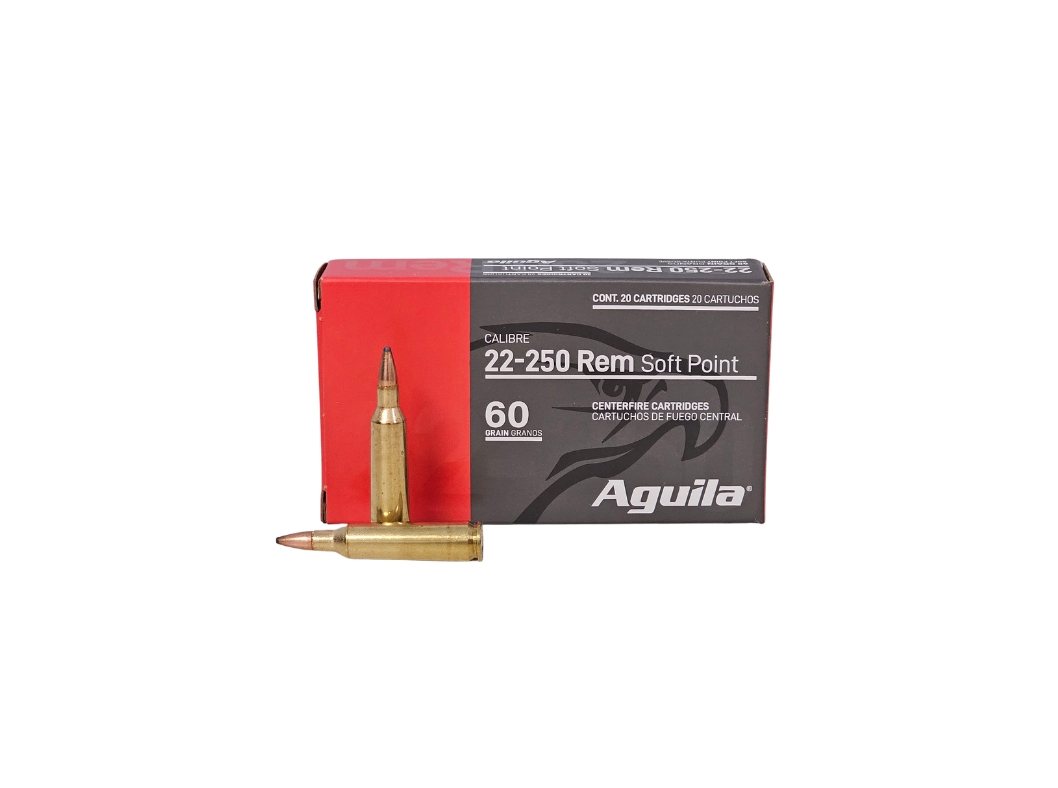 Aguila .22-250 Rem 60 Grain Hornady InterLock Soft Point Boat Tail – 20 Rounds (Box) 8338AG