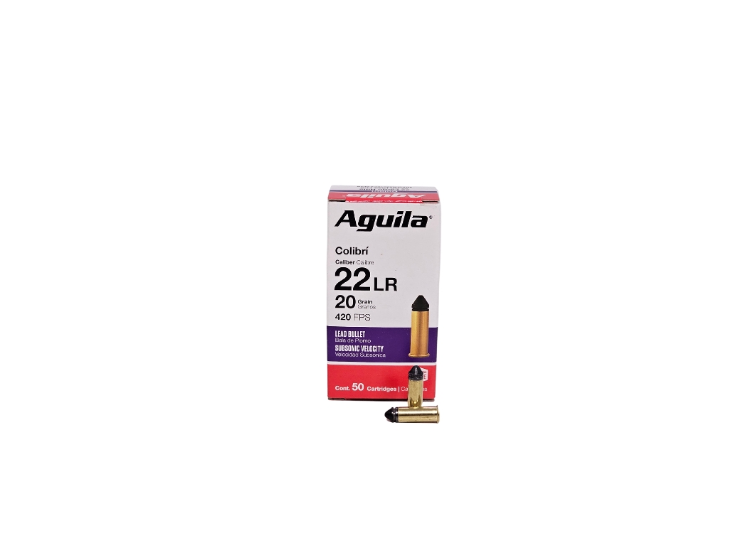 Aguila Colibri .22LR 20 Grain Lead Solid Point ULTRA SUBSONIC – 50 Rounds (Box) 1B220337