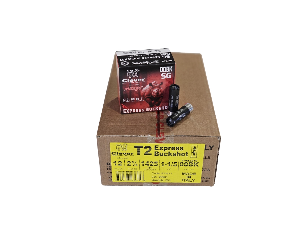 Clever Express 12 Gauge CASE 2 3/4″ 9 Pellet 00-Buck 1425FPS – 250 Rounds (CASE) CMBK1200