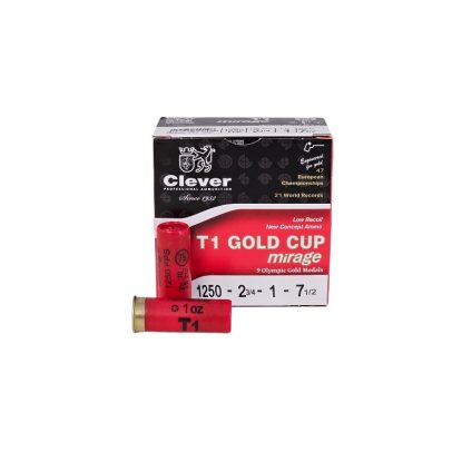 Clever T1 Gold Cup 12 Gauge 1oz. #7.5 Shot 1250fps – 25 Rounds (Box) CMST12LH175