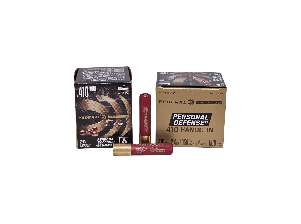 Federal Premium Personal Defense .410 Bore 2.5 Inch 4 Pellet 000-Buck – 20 Rounds (Box) PD412JGE-000