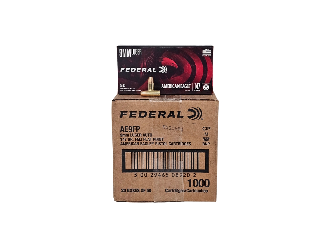 Federal Subsonic 9mm Luger CASE 147 Grain Full Metal Jacket Flat Point – 1,000 Rounds (CASE) AE9FP