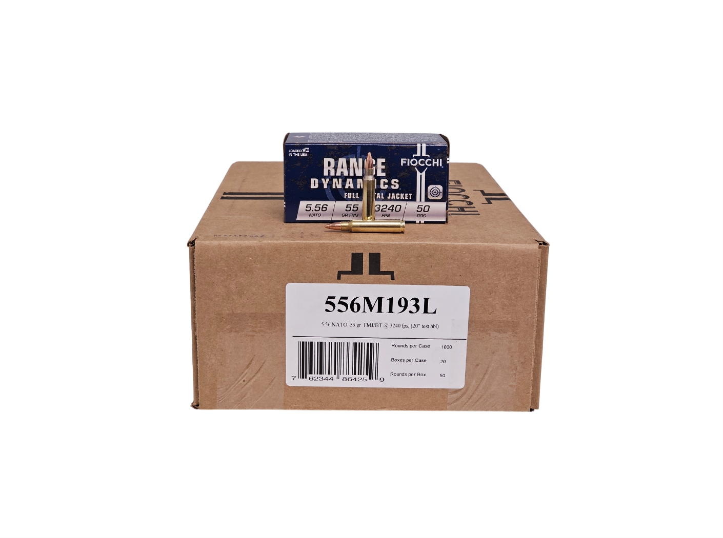 Fiocchi Range Dynamics 5.56x45mm CASE M193 55 Grain FMJ – 1,000 Rounds (CASE) 556M193L