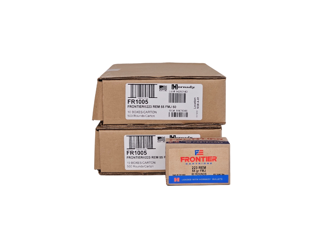 Hornady .223 Rem 55 Grain Full Metal Jacket – 1,000 Rounds (2 CASES) FR1005