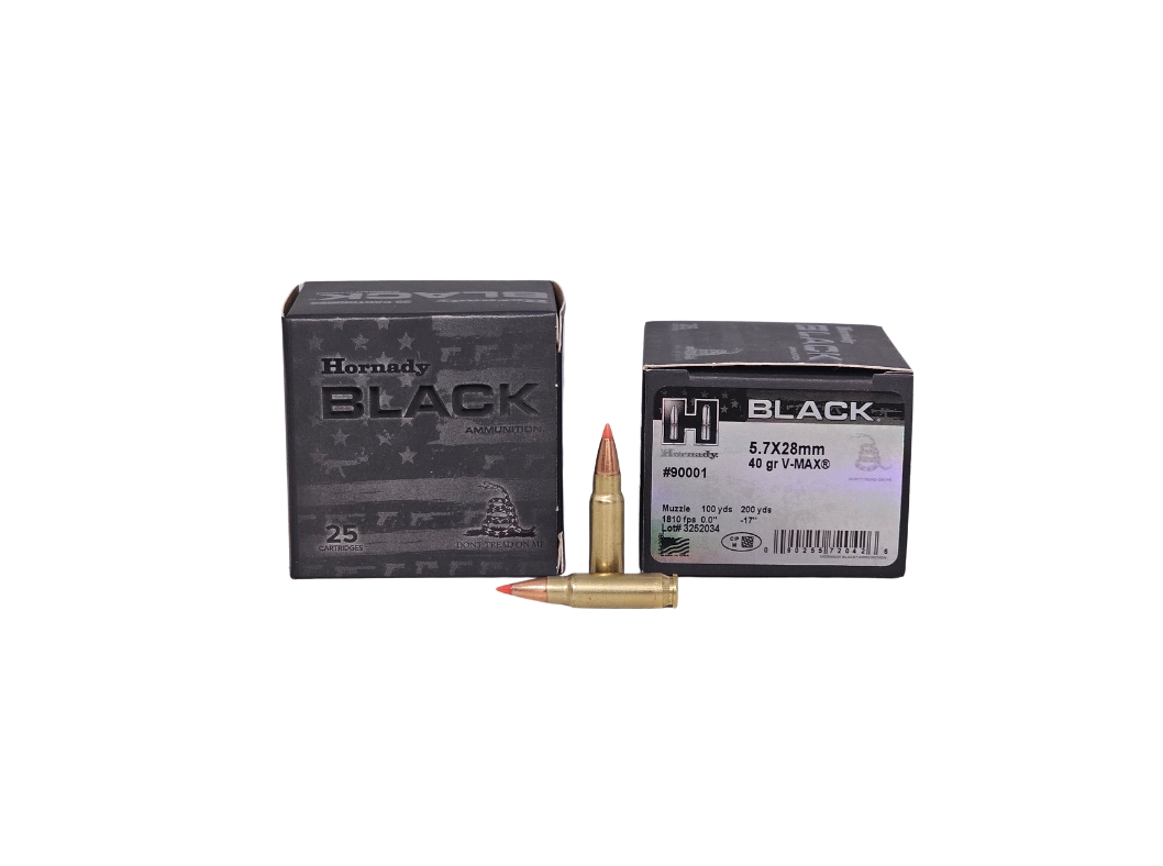 Hornady Black 5.7x28mm 40 Grain V-MAX – 25 Rounds (Box) 90001