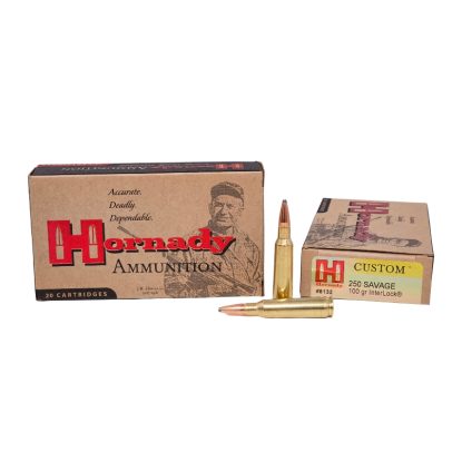 Hornady Custom .250 Savage 100 Grain InterLock Spire Point – 20 Rounds (Box) 8132
