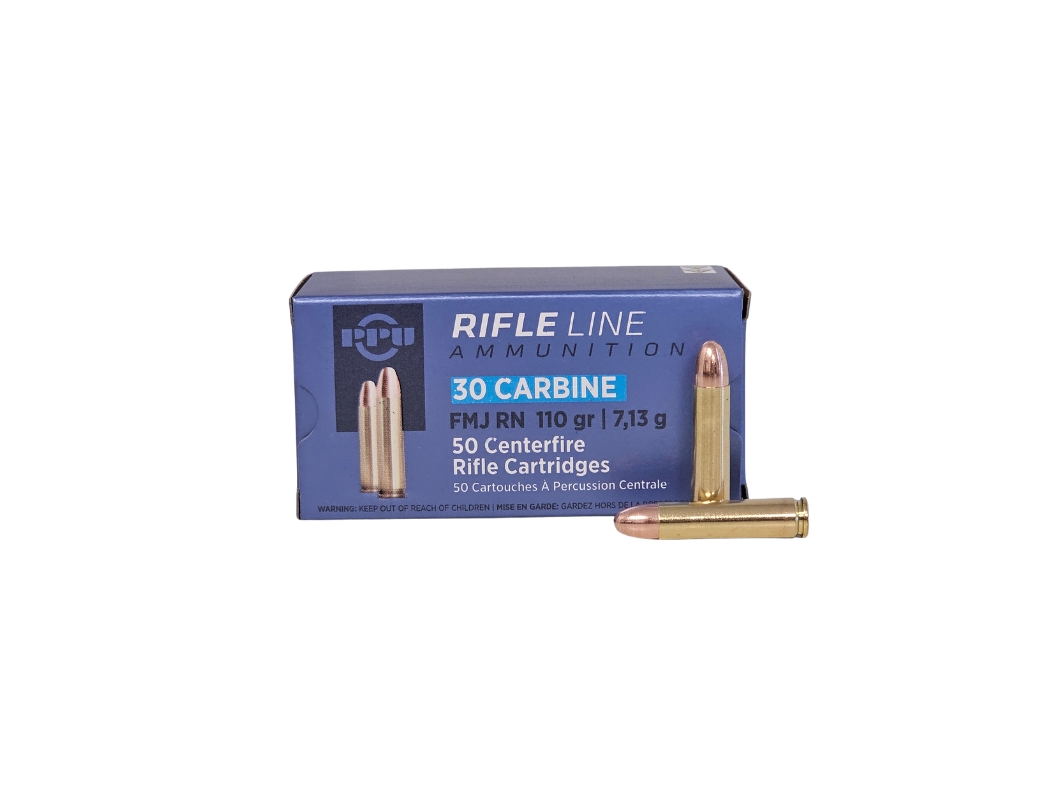 PPU .30 Carbine 110 Grain Full Metal Jacket – 50 Rounds (Box) PP30F