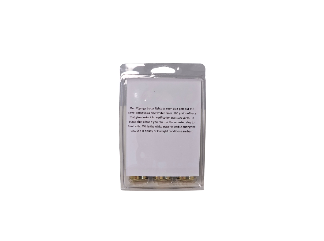 Paraklese 12 Gauge WHITE TRACER 2.75″ 500 Grain Slug – 3 Rounds (Blister) - Image 2
