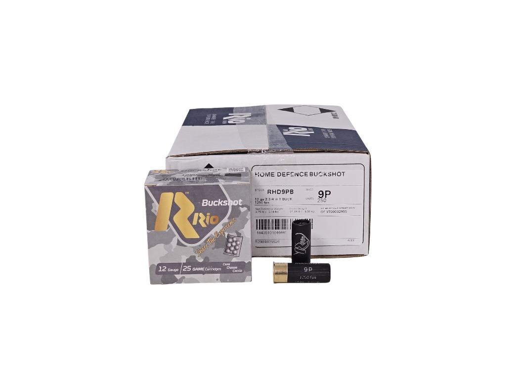 RIO Home Defense CASE 12 Gauge 2 3/4” 9 Pellet #1 Buckshot – 250 Rounds (CASE) RHD9PB