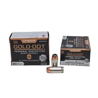 Speer Gold Dot Short Barrel .45 ACP 230 Grain Bonded Hollow Point – 20 Rounds (Box) [NO TAX outside Texas]