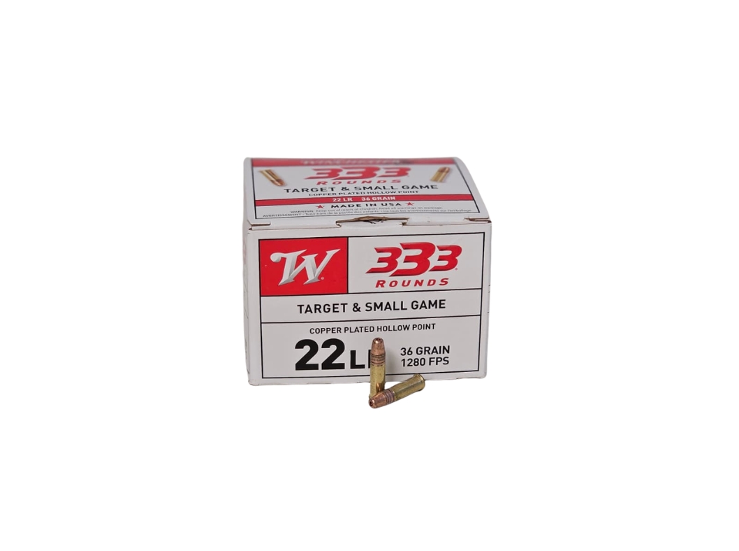 Winchester .22LR 36 Grain Copper Plated Hollow Point – 333 Rounds (Box) 22LR333HP