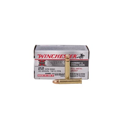 Winchester Super-X .22 Mag 40 Grain Full Metal Jacket – 50 Rounds (Box) X22M