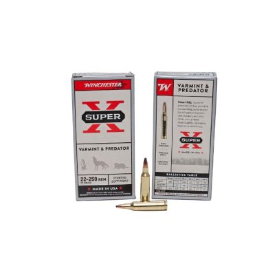 Winchester Super-X Varmint & Predator .22-250 Rem 55 Grain Pointed Soft Point – 20 Rounds (Box) [NO TAX outside Texas]