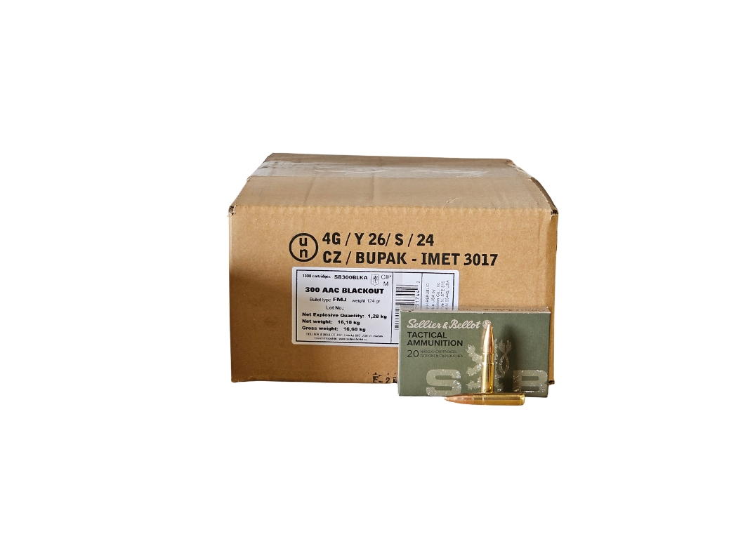 Sellier & Bellot .300 Blackout CASE 124 Grain Full Metal Jacket – 1,000 Rounds (CASE) SB300BLKA